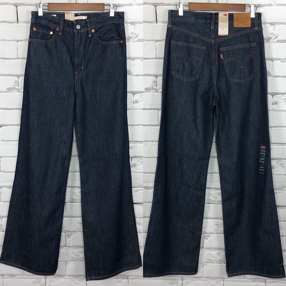 Levi's Ribcage Wide Leg Dark Denim IRR Size 28 NWT - Picture 2 of 9